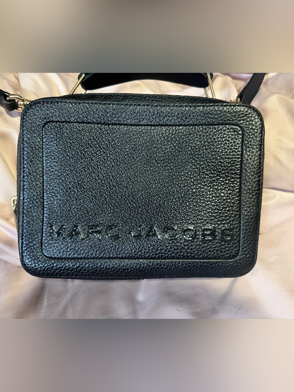 Marc Jacobs Black Pebbled Leather Logo Crossbody